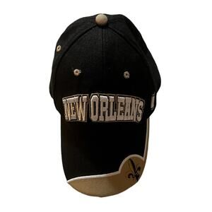 New Orleans Black Gold Embroidered Black Gold Trucker Cap Hat